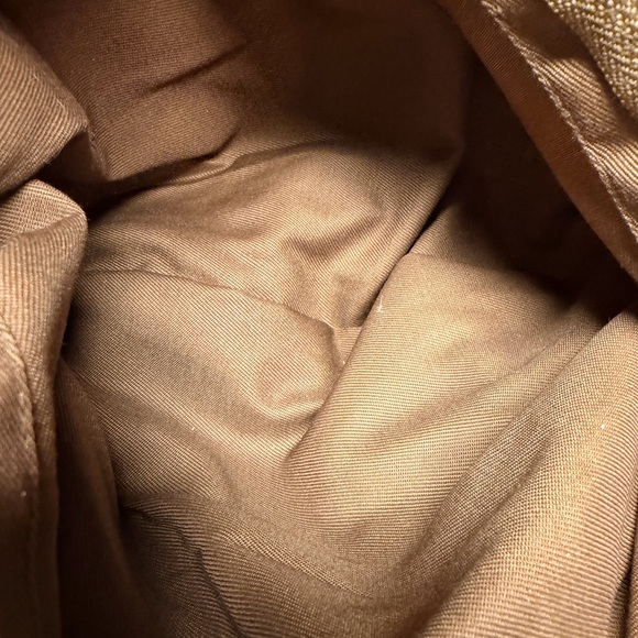 Gold Metallic Genuine Suede Boho Hobo Shoulder Bag w/ Tassels and Woven Leather - Picture 9 of 11